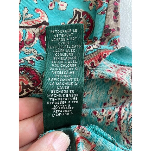 Lauren Ralph Lauren Womens Sleeveless Paisley Ruffle Top L/G Preppy100% Cotton - Picture 8 of 8